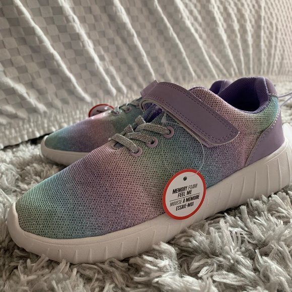 Joe Fresh (Girls) Size 4 Sneakers (NWT) - sparkly aqua/lavender/pink - Picture 3 of 5